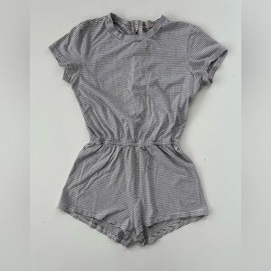 American Apparel Women's White Black Striped Cotton Romper Size Medium